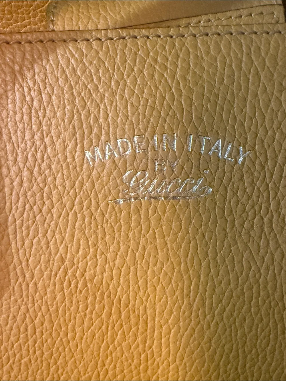 Gucci Large Swing Tote Yellow Pebbled Leather Made in Italy Authentic - Picture 8 of 15